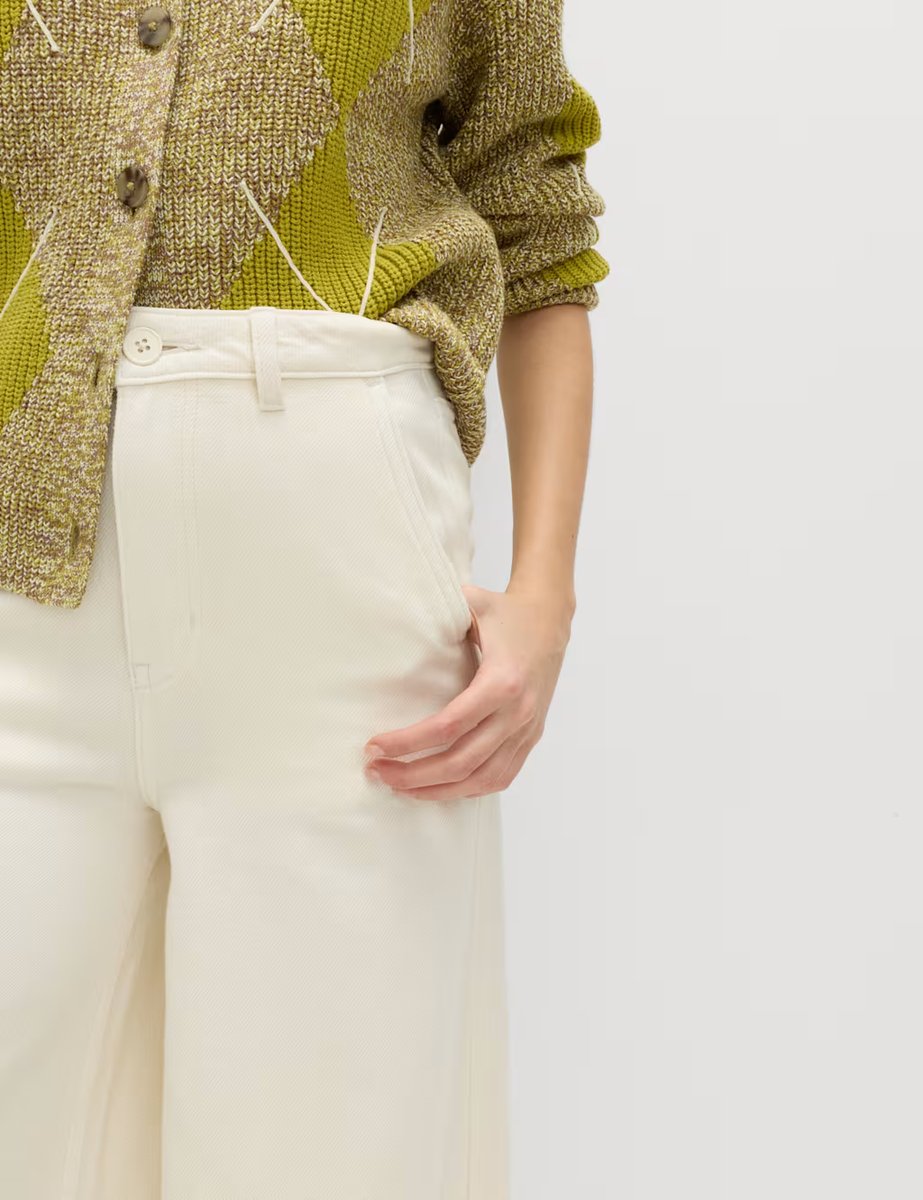 Marks & Spencer M&S Pure Cotton Palazzo Trousers Ecru - 3