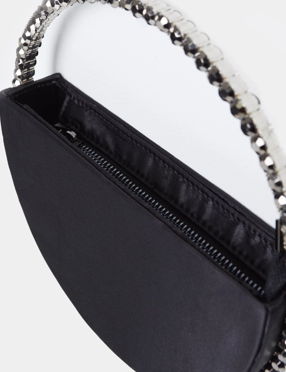 Public Desire The Alessia Black Satin Circle Diamante Mini Handbag - 3