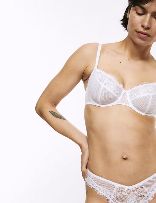 Marks & Spencer M&S Jasmine Lace Wired Balcony Bra A-E White - 3