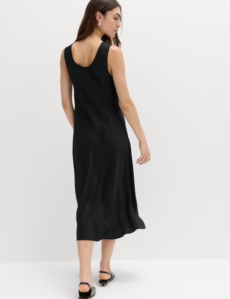 Marks & Spencer M&S Built Up Satin Midi Column Dress Black - 4