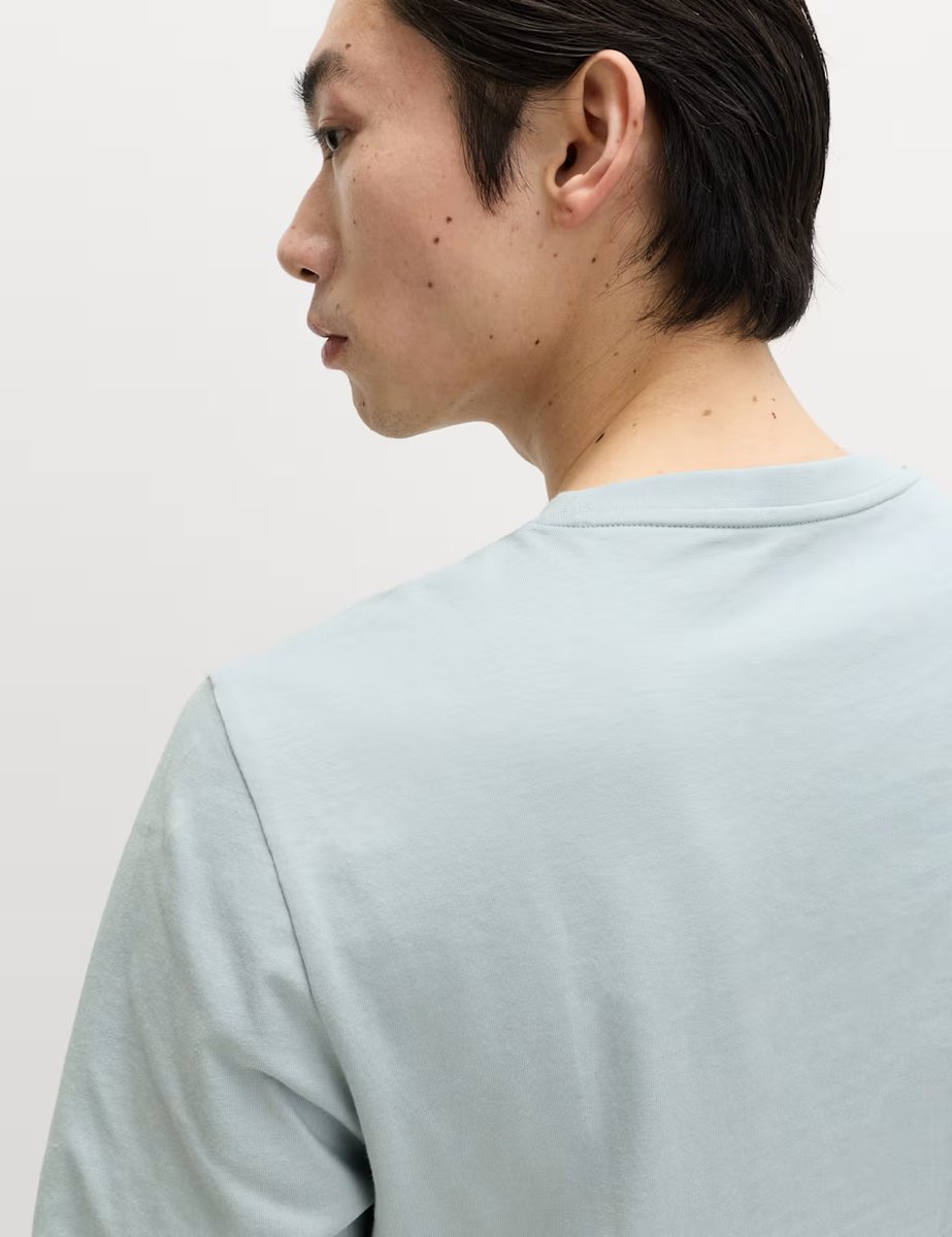 Marks & Spencer M&S Regular Fit Pure Cotton Crew Neck T-Shirt Soft Blue - 3