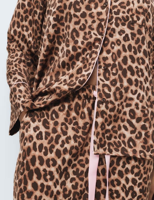 Marks & Spencer M&S Dream Satin™ Animal Print Revere Pyjama Set Brown Mix - 2