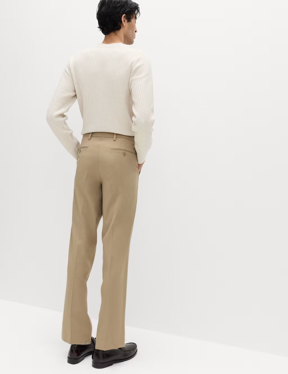 Marks & Spencer M&S Tailored Fit Stretch Smart Trousers Sand - 3