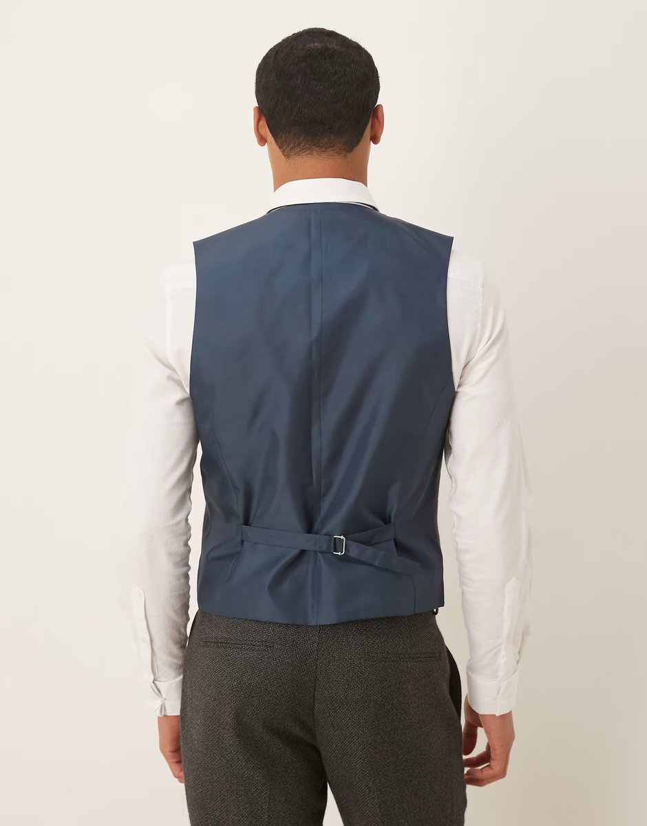 ASOS ASOS DESIGN slim suit waistcoat in grey microtexture - 3