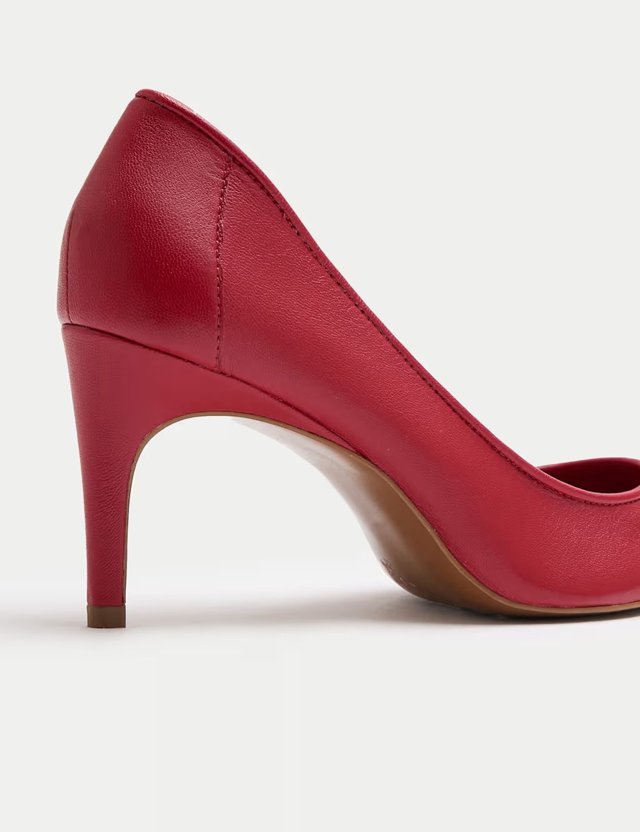 Marks & Spencer M&S Leather Stiletto Heel Pointed Court Shoes Red - 2