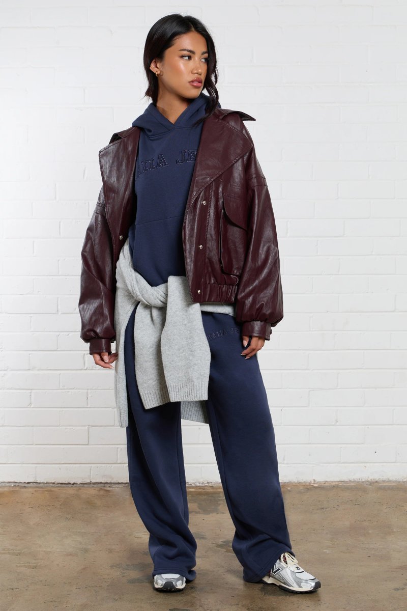 Kaiia Kaiia Jeans Applique Oversized Hoodie Indigo - 2