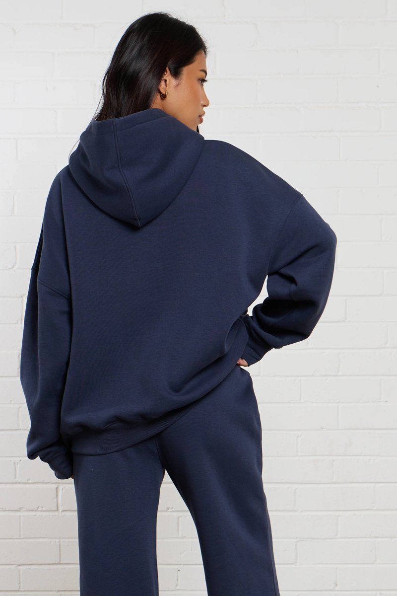 Kaiia Kaiia Jeans Applique Oversized Hoodie Indigo - 4
