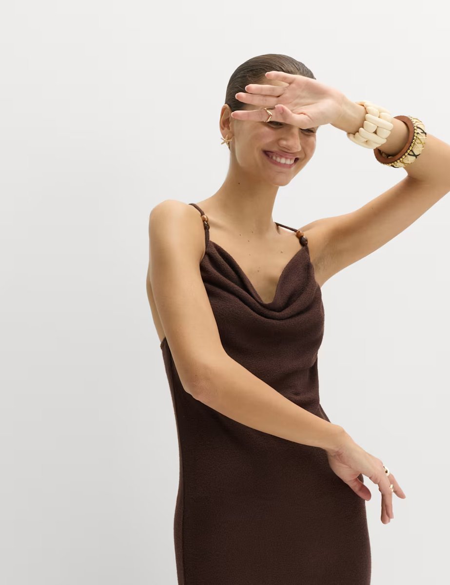 Marks & Spencer M&S Beaded Scoop Neck Strappy Midaxi Beach Dress Peat - 2