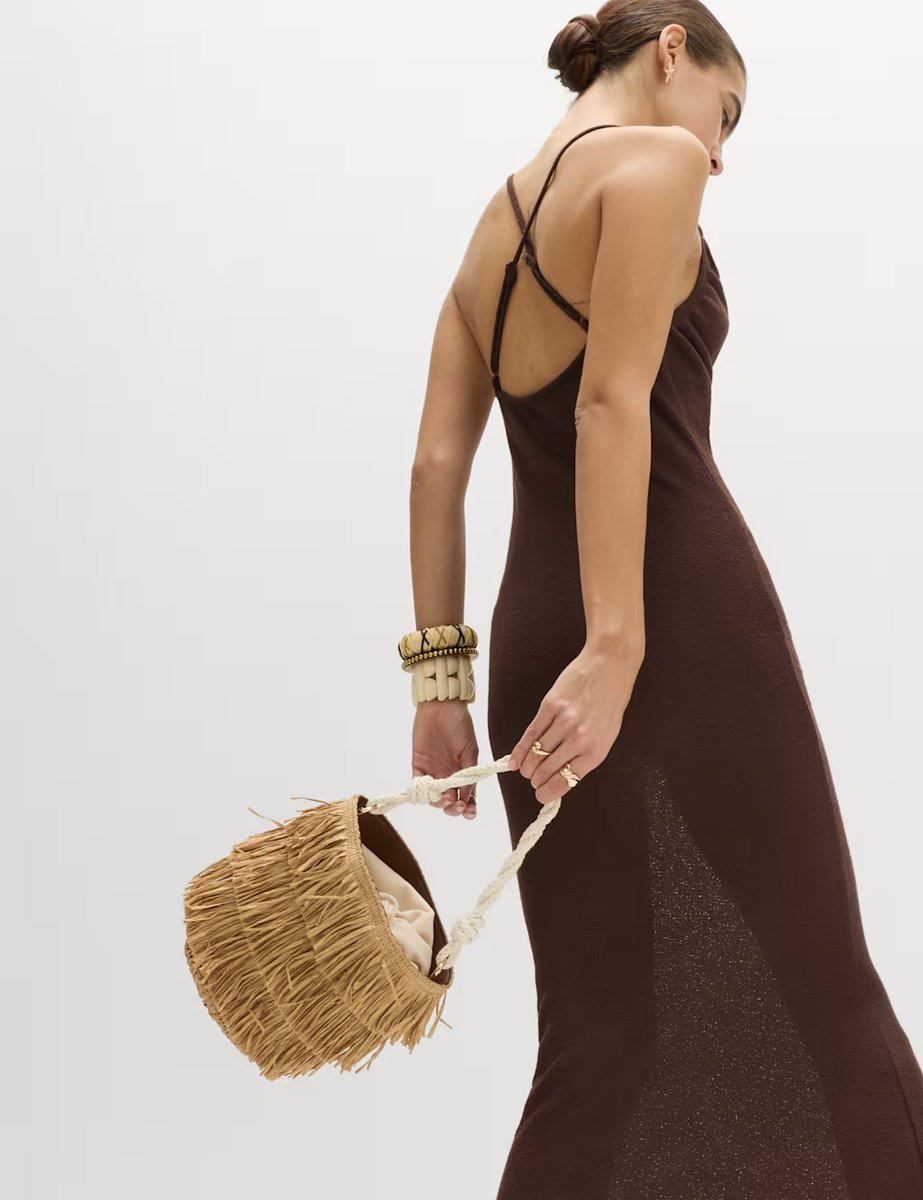 Marks & Spencer M&S Beaded Scoop Neck Strappy Midaxi Beach Dress Peat - 3