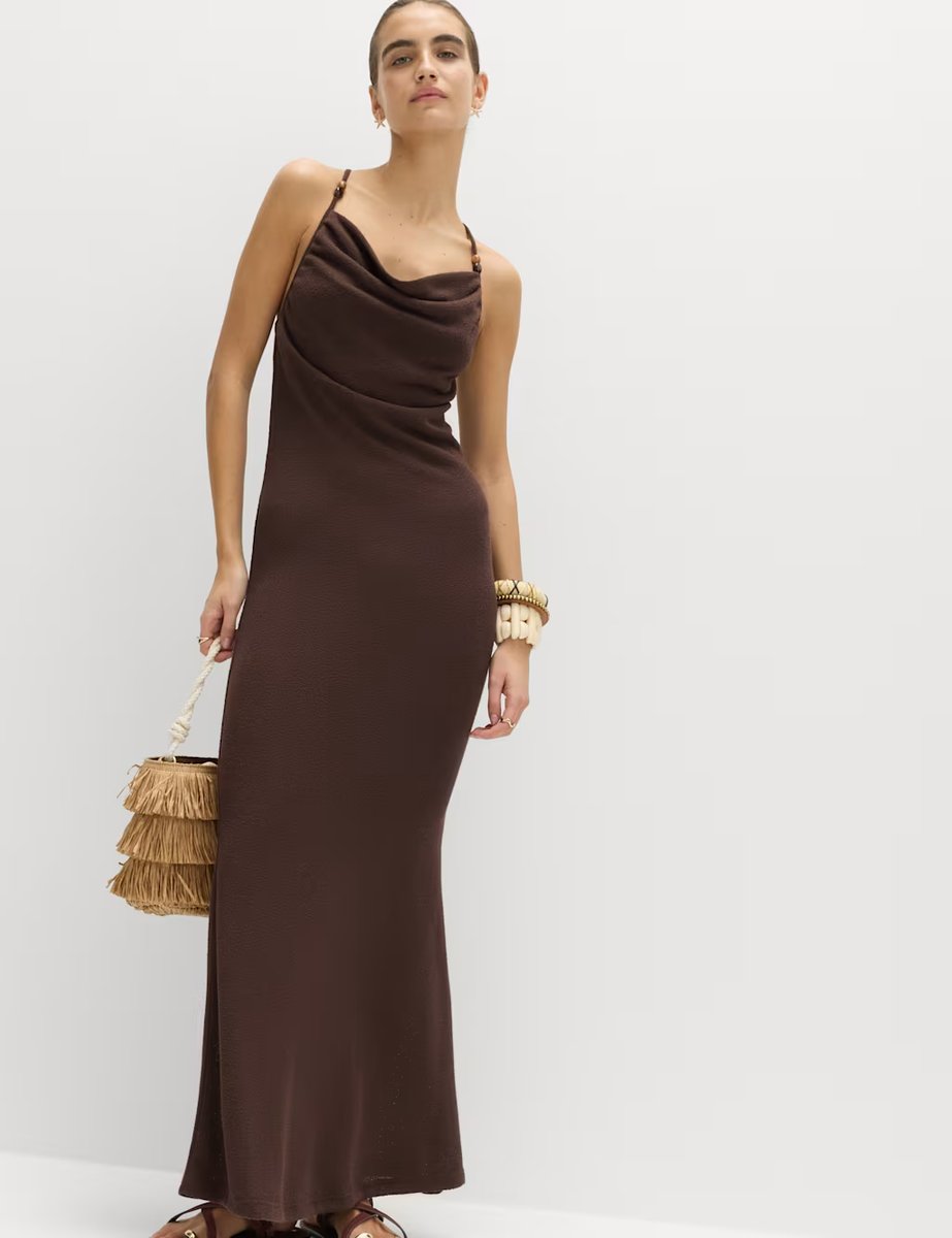 Marks & Spencer M&S Beaded Scoop Neck Strappy Midaxi Beach Dress Peat - 4