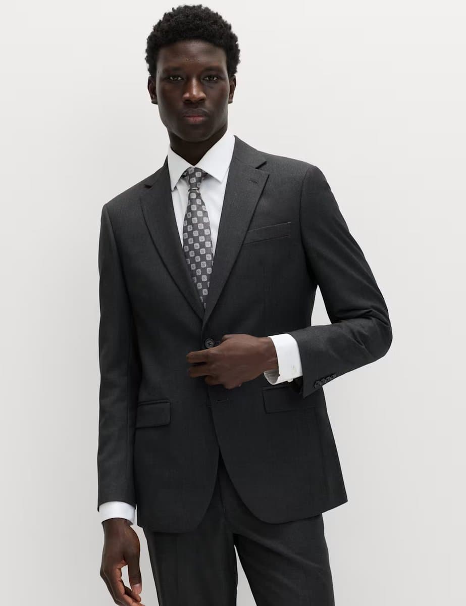 Marks & Spencer M&S Regular Fit Stretch Suit Jacket Charcoal