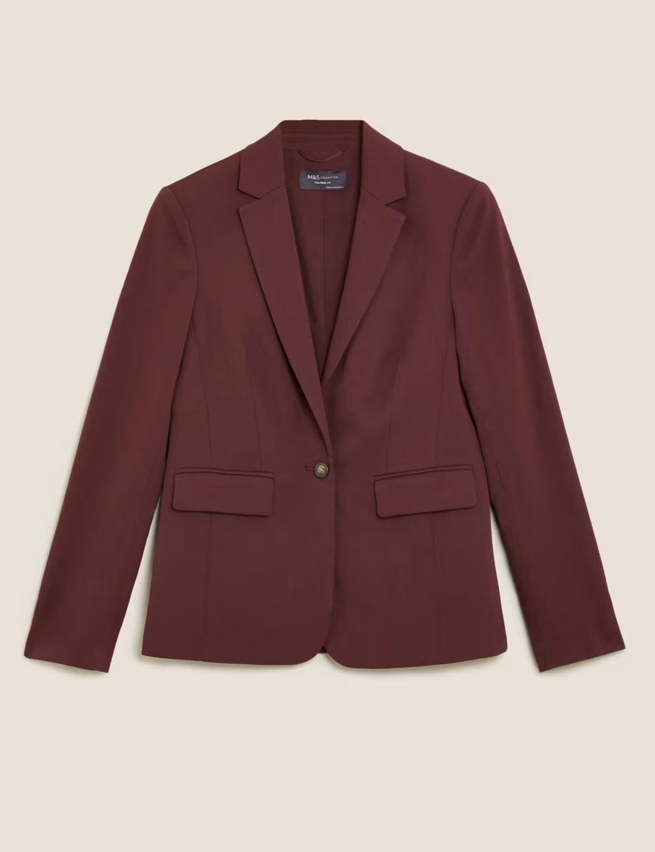 Marks & Spencer M&S Tailored Single Breasted Blazer Berry - 2