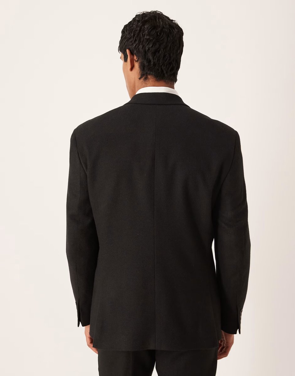 ASOS ASOS DESIGN regular double breasted suit jacket with wool in black - 3