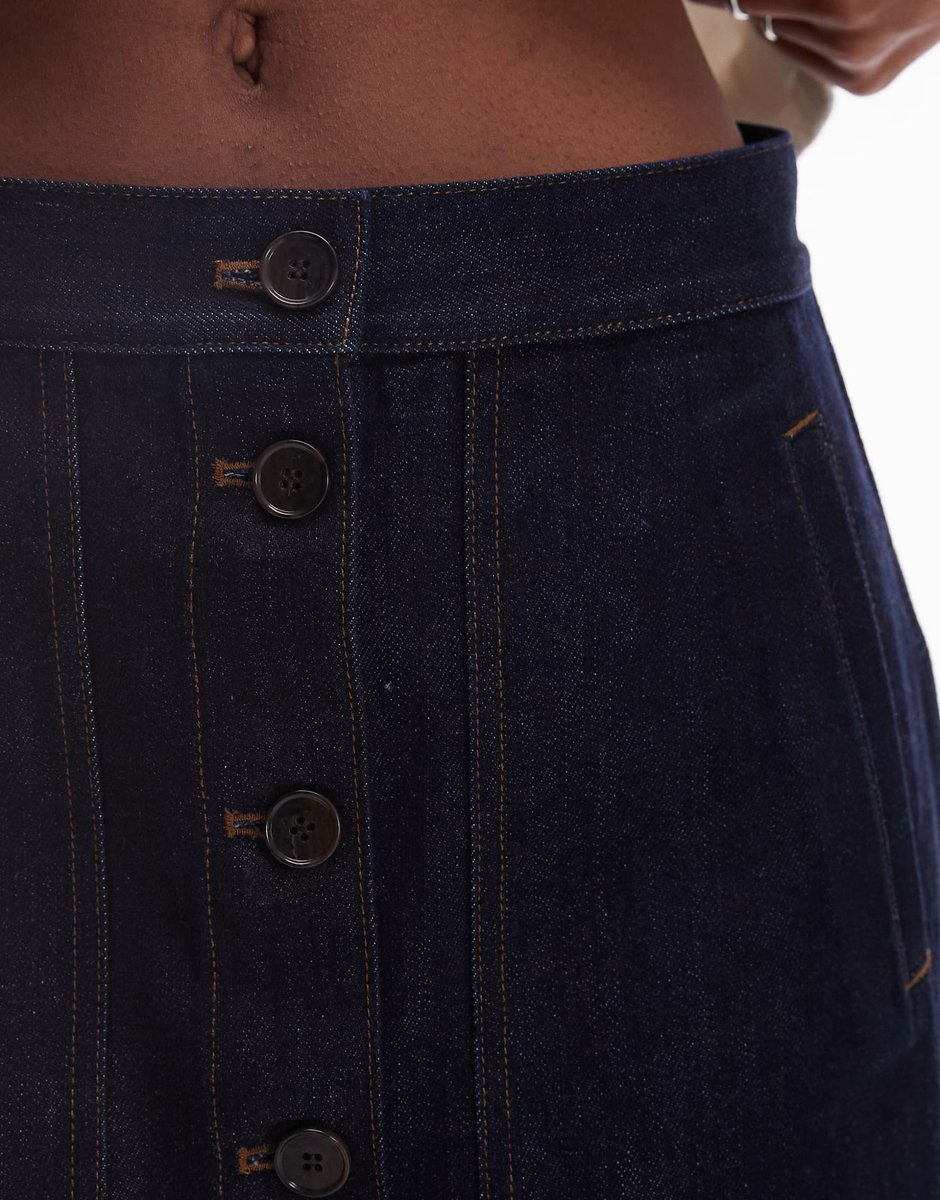 ASOS ARKET minimal denim mini skirt in rinse wash indigo blue - 4