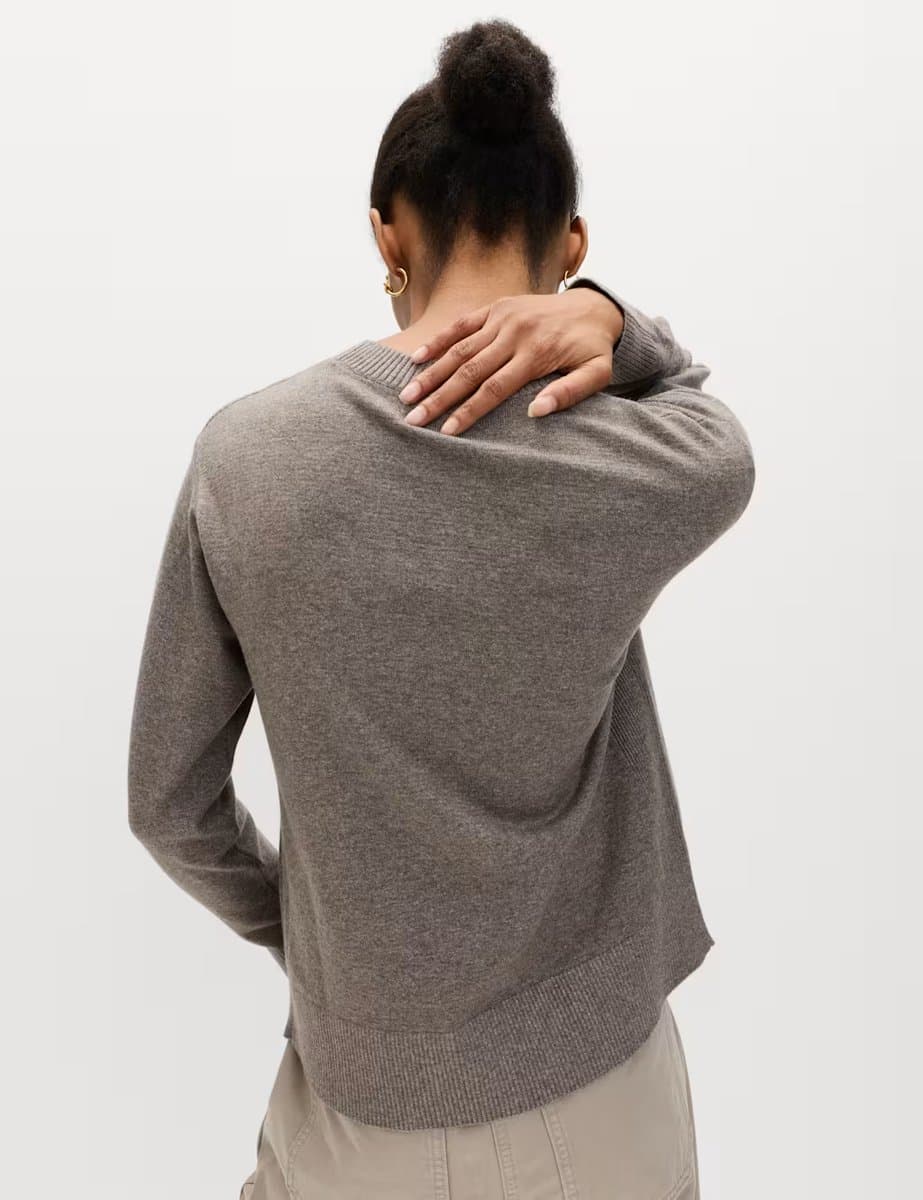 Marks & Spencer M&S Air-Yarn Crew Neck Jumper in Nutmeg