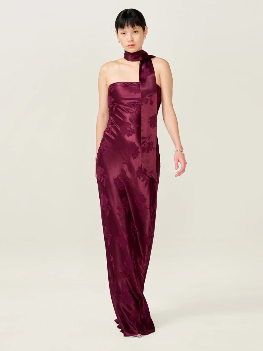 OMNES Myla Dress in Deep Wine