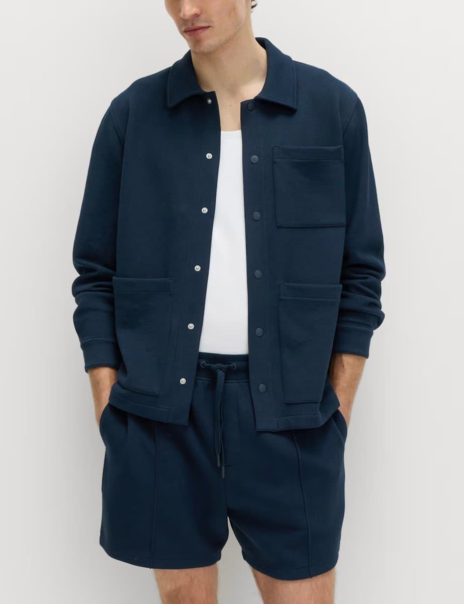 Marks & Spencer M&S Cotton Rich Pique Shorts Navy