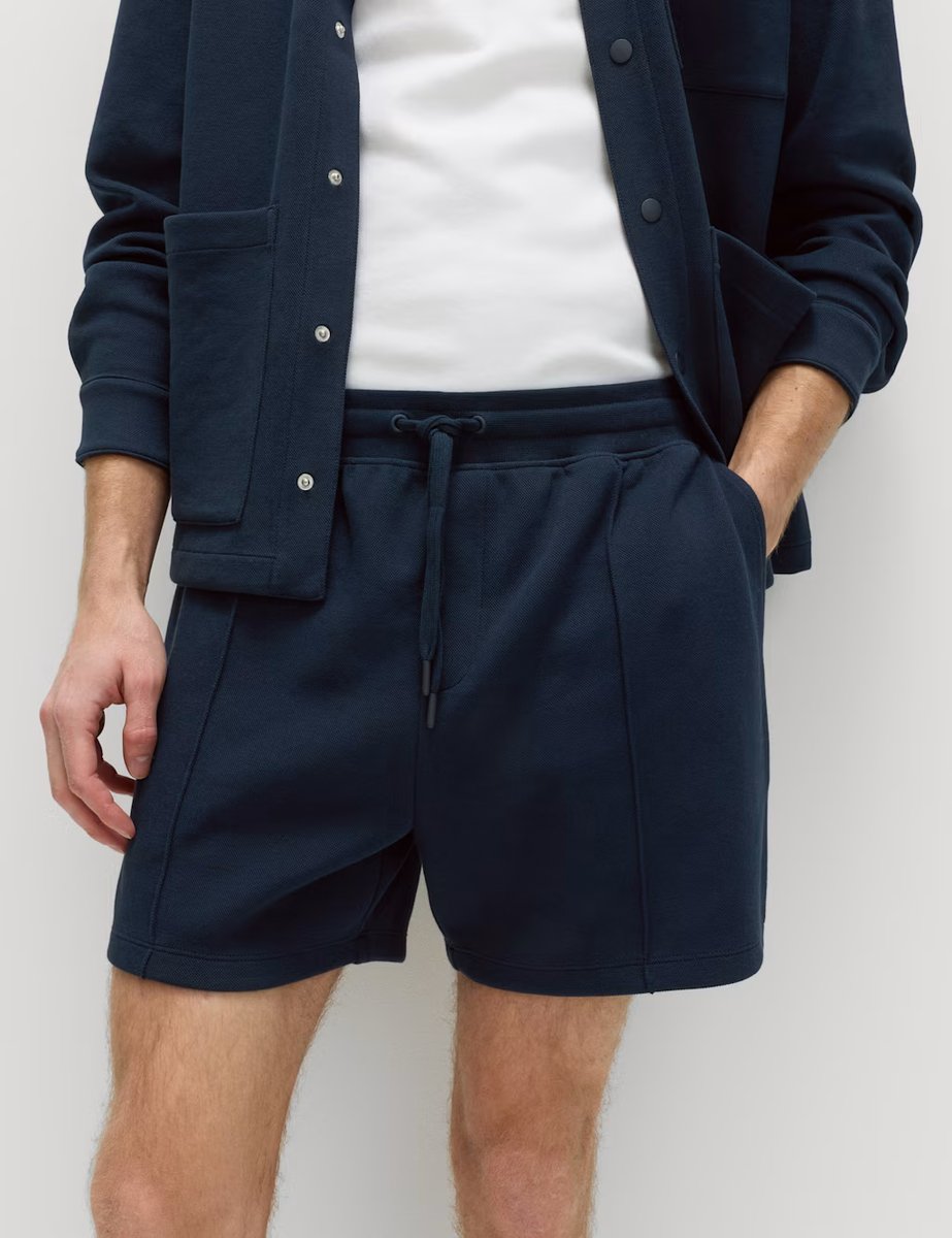 Marks & Spencer M&S Cotton Rich Pique Shorts Navy - 2