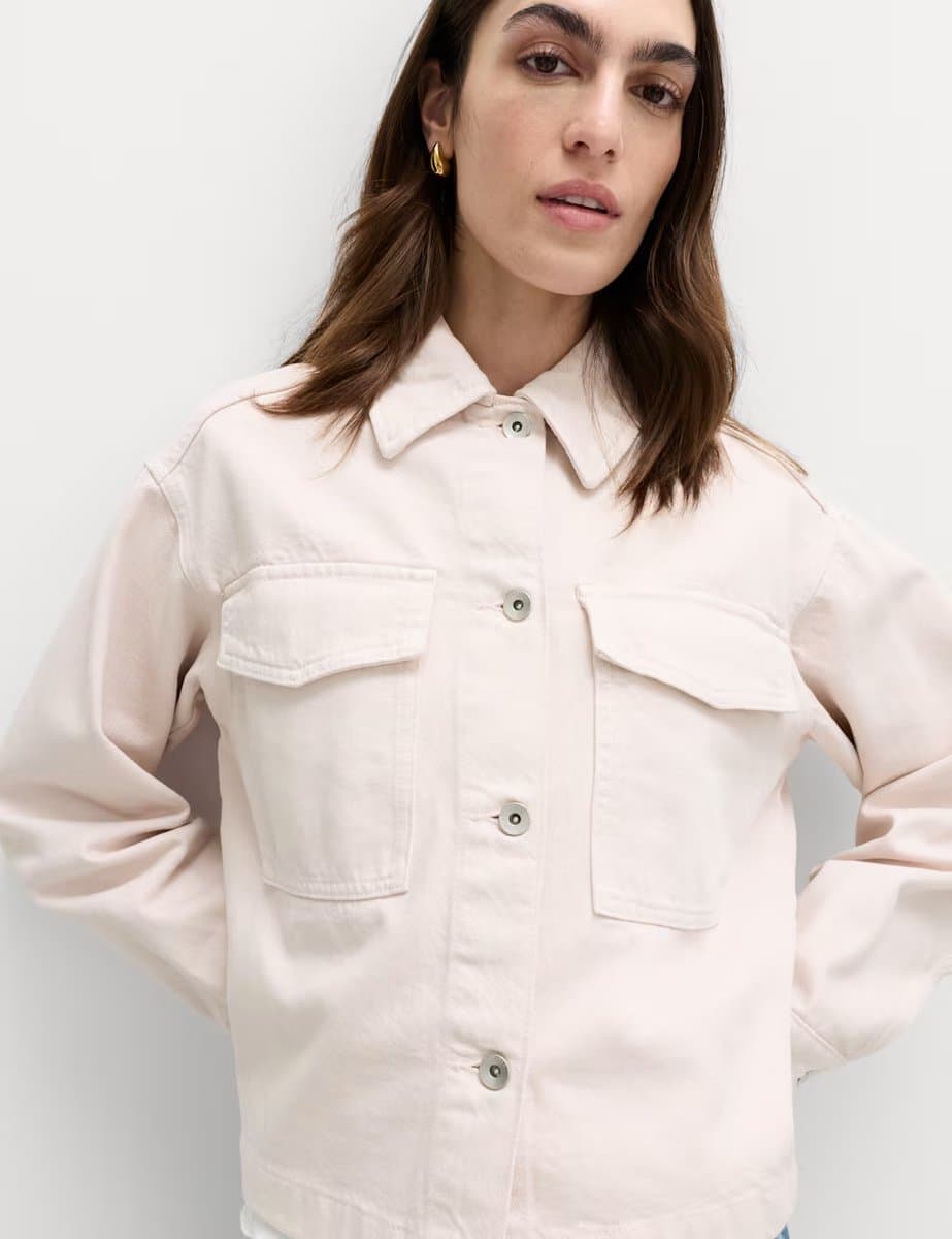 Marks & Spencer M&S Pure Cotton Denim Shacket Pink