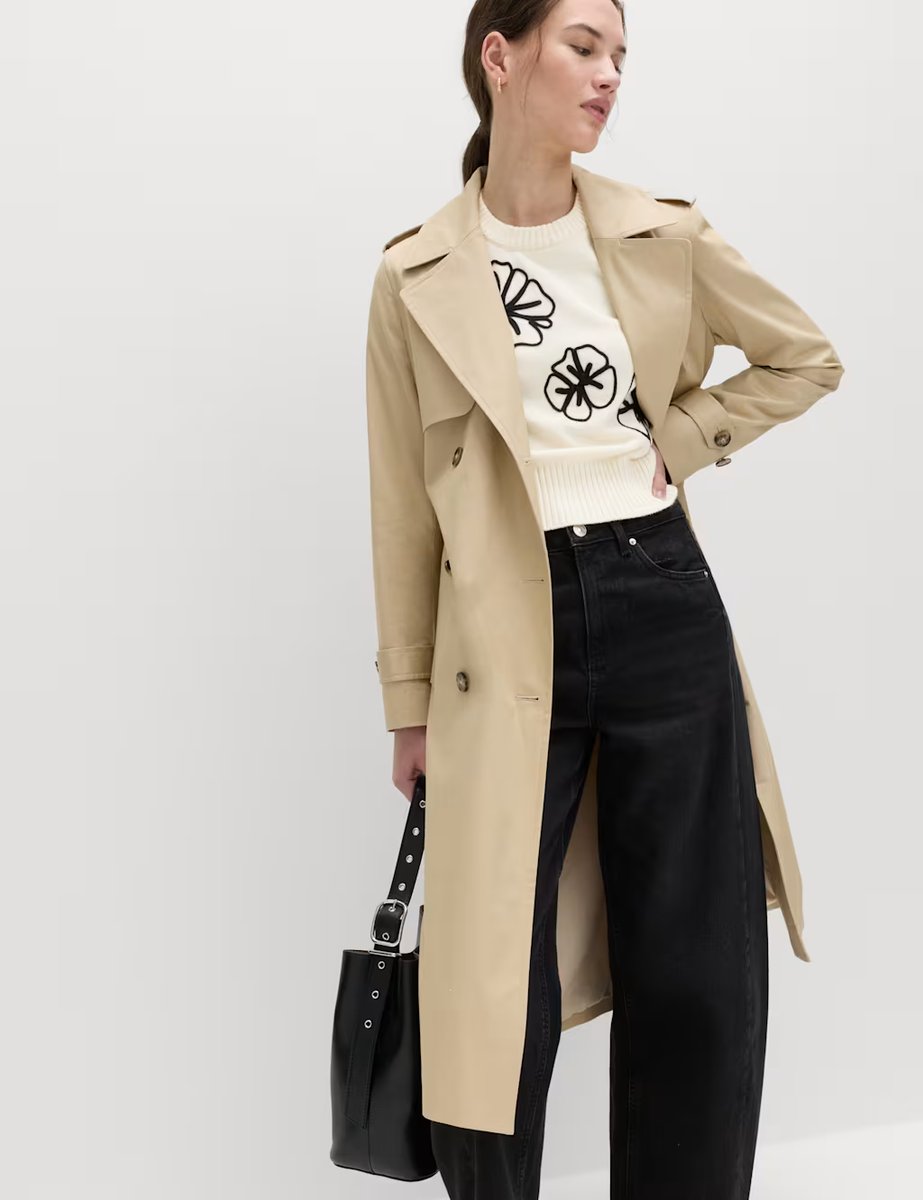 Marks & Spencer M&S Cotton Rich Embroidered Crew Neck Jumper White Mix - 3