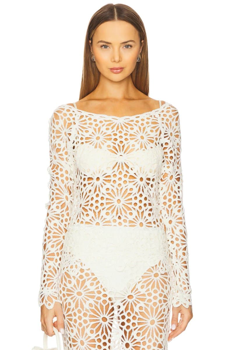 revolve Revolve Off Shoulder Raglan Top in Cream