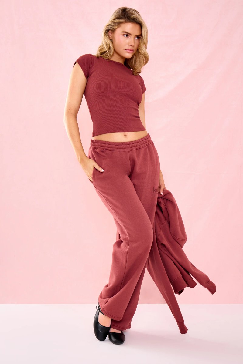 Kaiia Kaiia Ribbed Slash Neck Longline Baby Tee Toast - 3