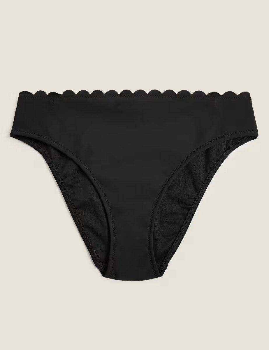 Marks & Spencer M&S Scallop High Leg Bikini Bottoms Black - 2