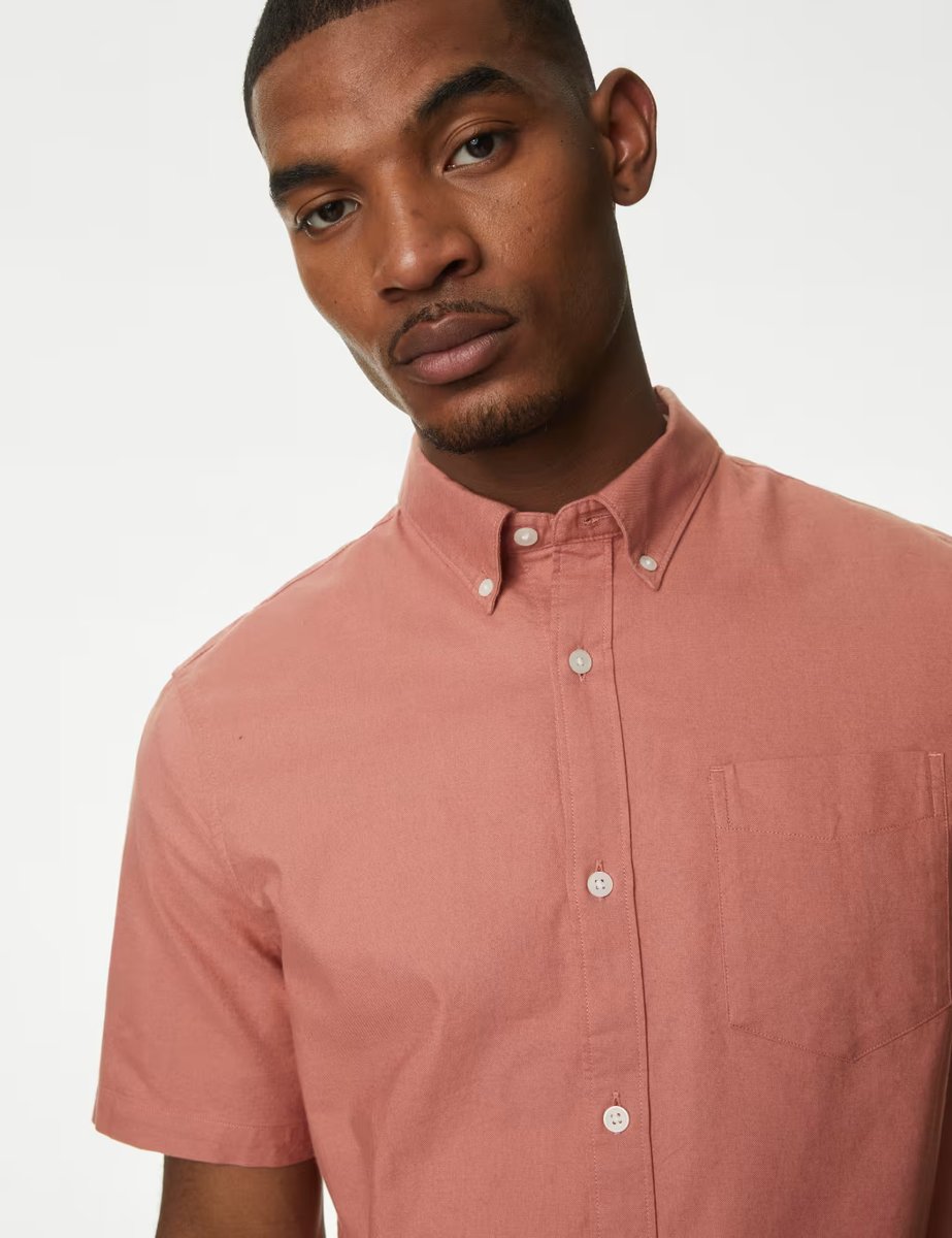 Marks & Spencer M&S Easy Iron Pure Cotton Oxford Shirt Terracotta - 2