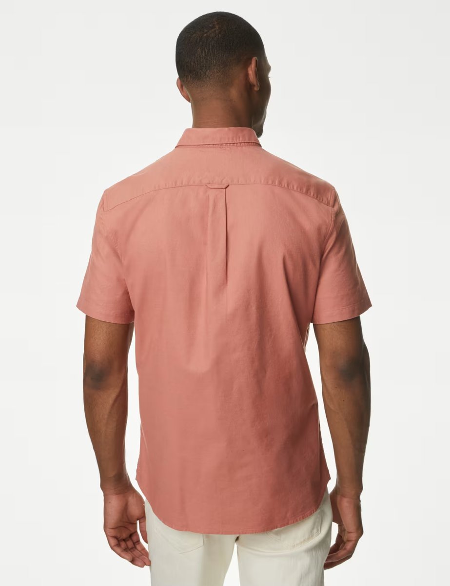 Marks & Spencer M&S Easy Iron Pure Cotton Oxford Shirt Terracotta - 4