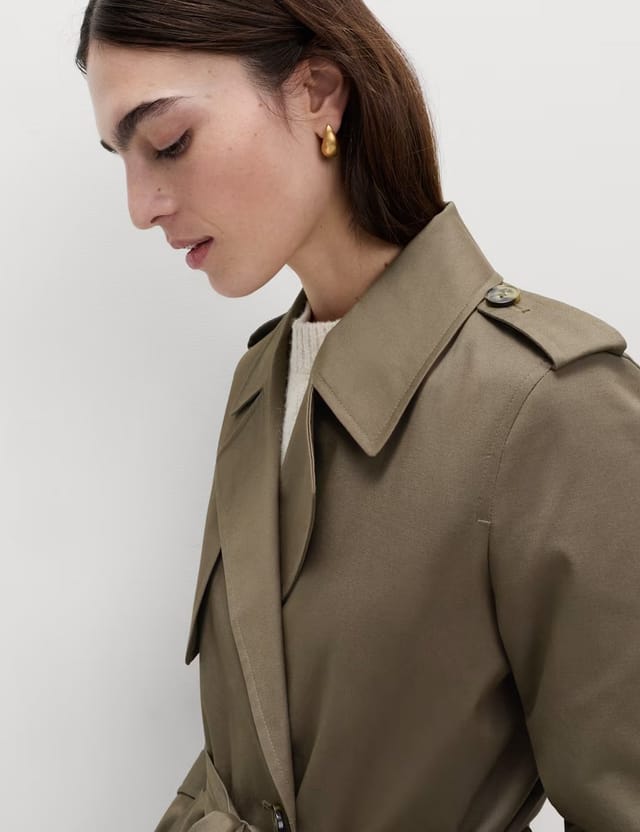 Marks & Spencer M&S Cotton Rich Trench Coat Dark Khaki - 3