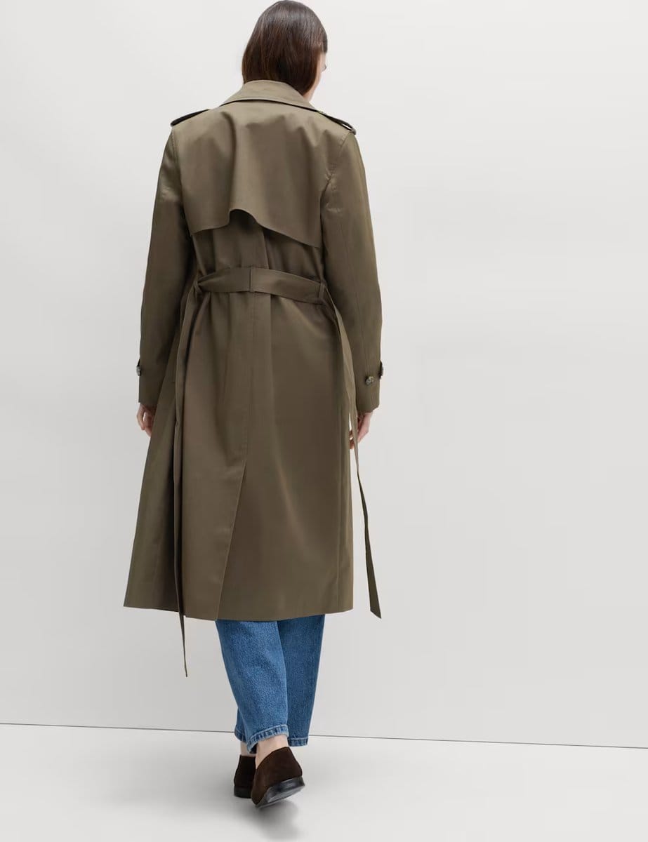 Marks & Spencer M&S Cotton Rich Trench Coat Dark Khaki - 4
