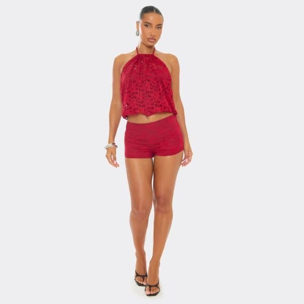 EGO EGO Red Low Rise Hot Pants in Lace