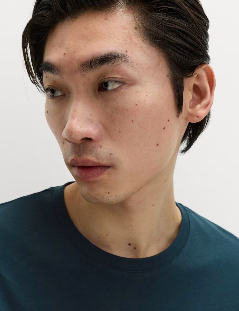 Marks & Spencer M&S Regular Fit Pure Cotton Crew Neck T-Shirt Dark Petrol - 2