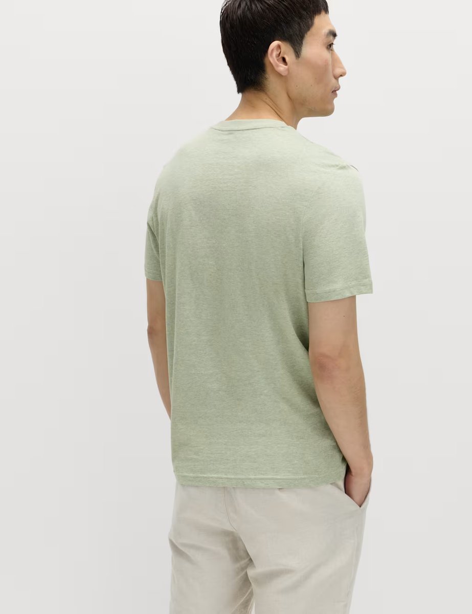 Marks & Spencer M&S Regular Fit Pure Cotton Crew Neck T-Shirt Pistachio - 3