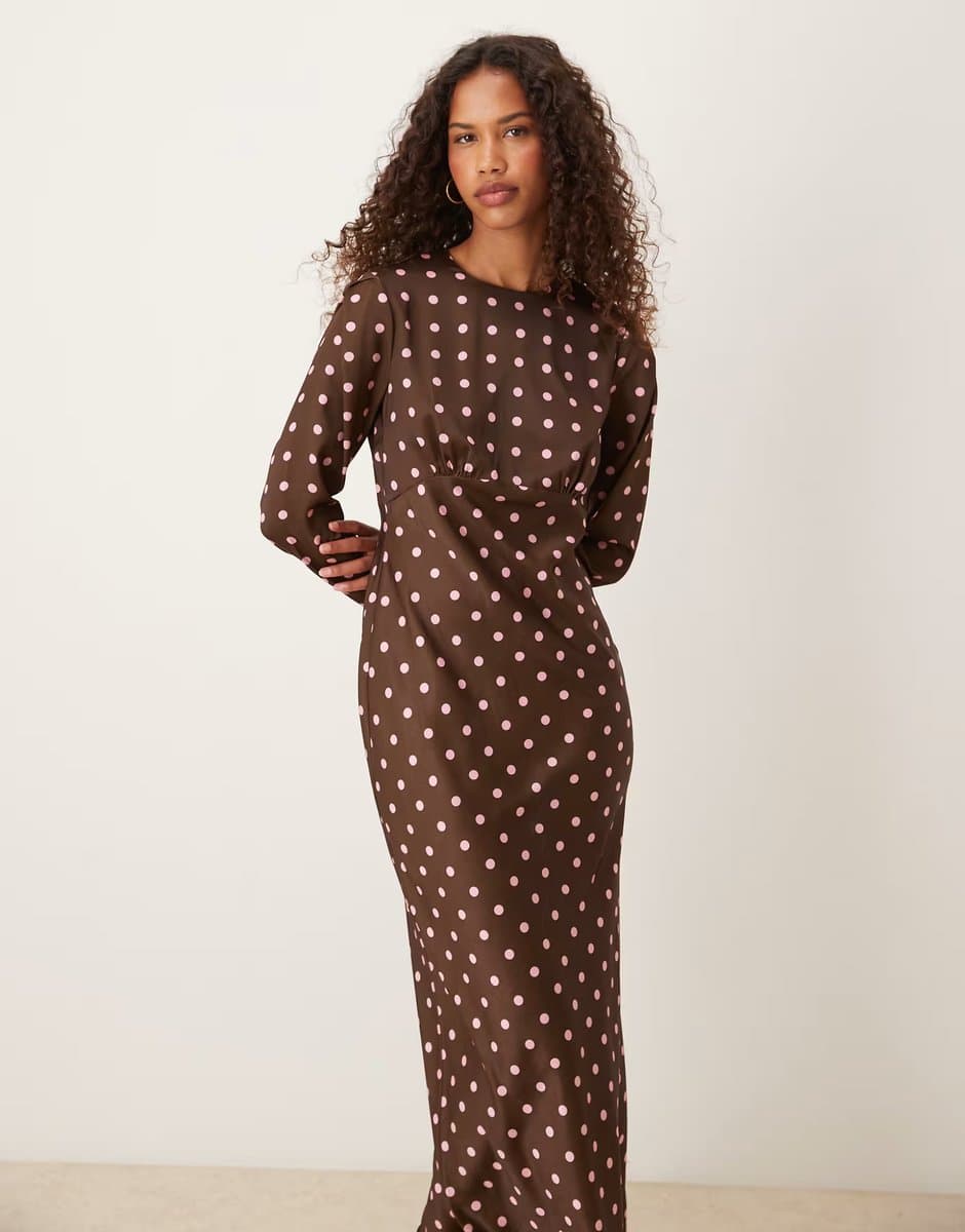 ASOS ASOS DESIGN bias bust detail maxi dress in spot print
