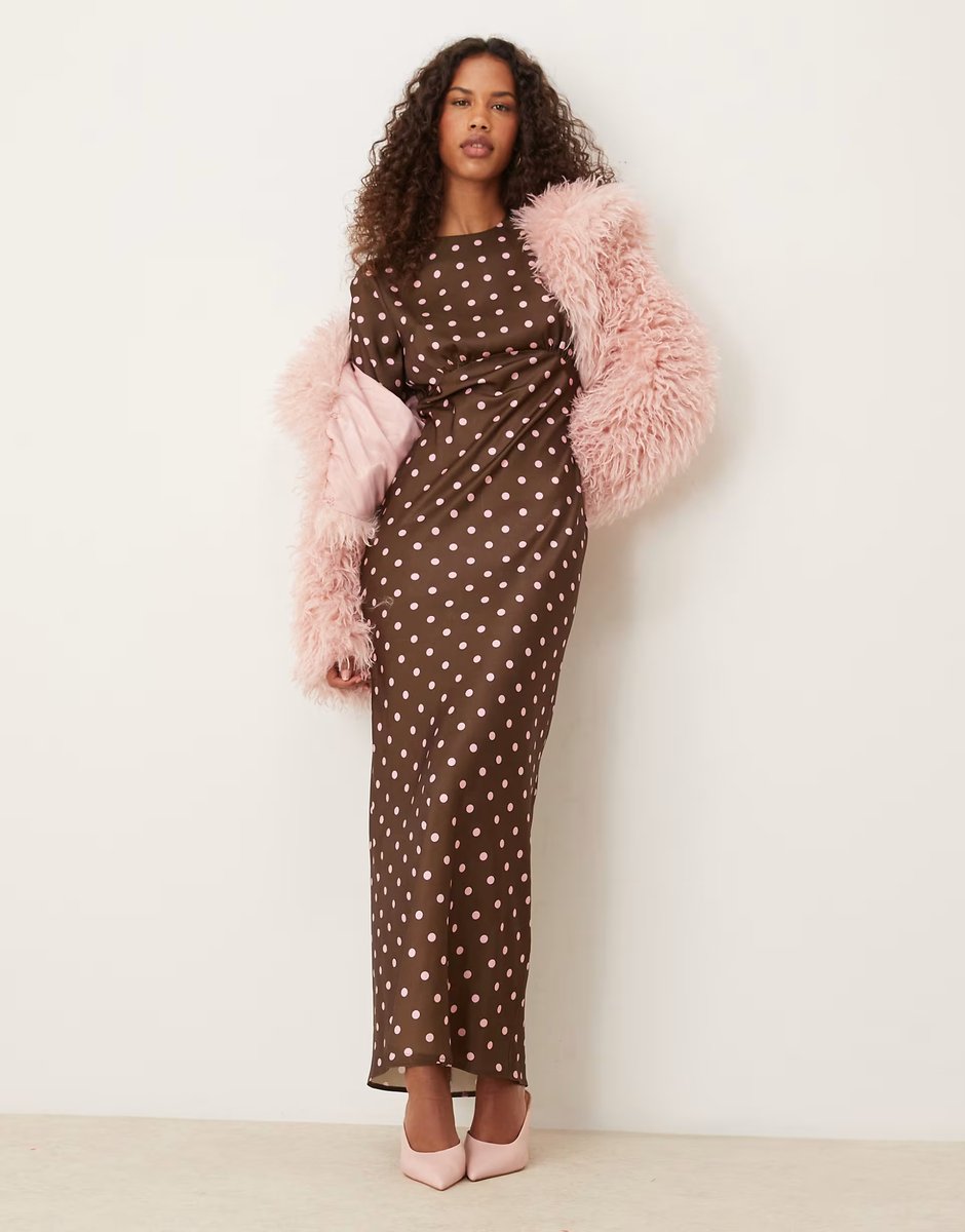 ASOS ASOS DESIGN bias bust detail maxi dress in spot print - 3