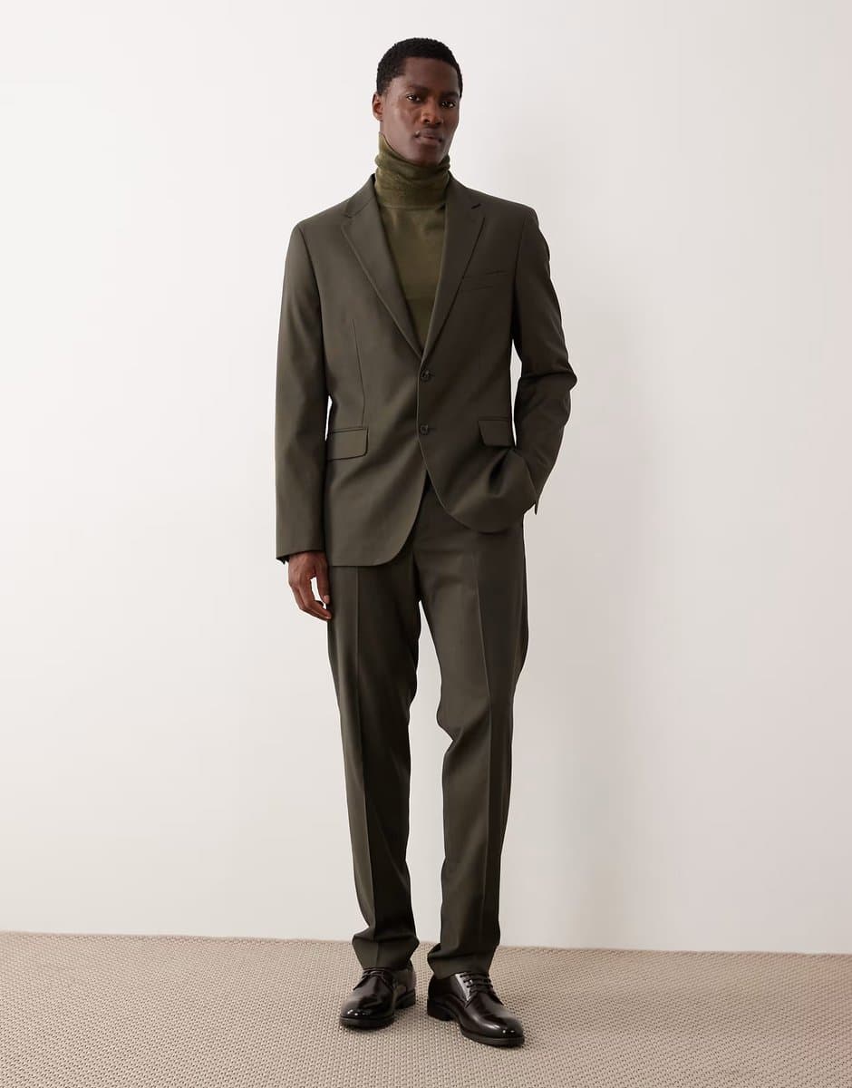 ASOS Mango tailored blazer and Mango slim fit tailored trouser co-ord in khaki
