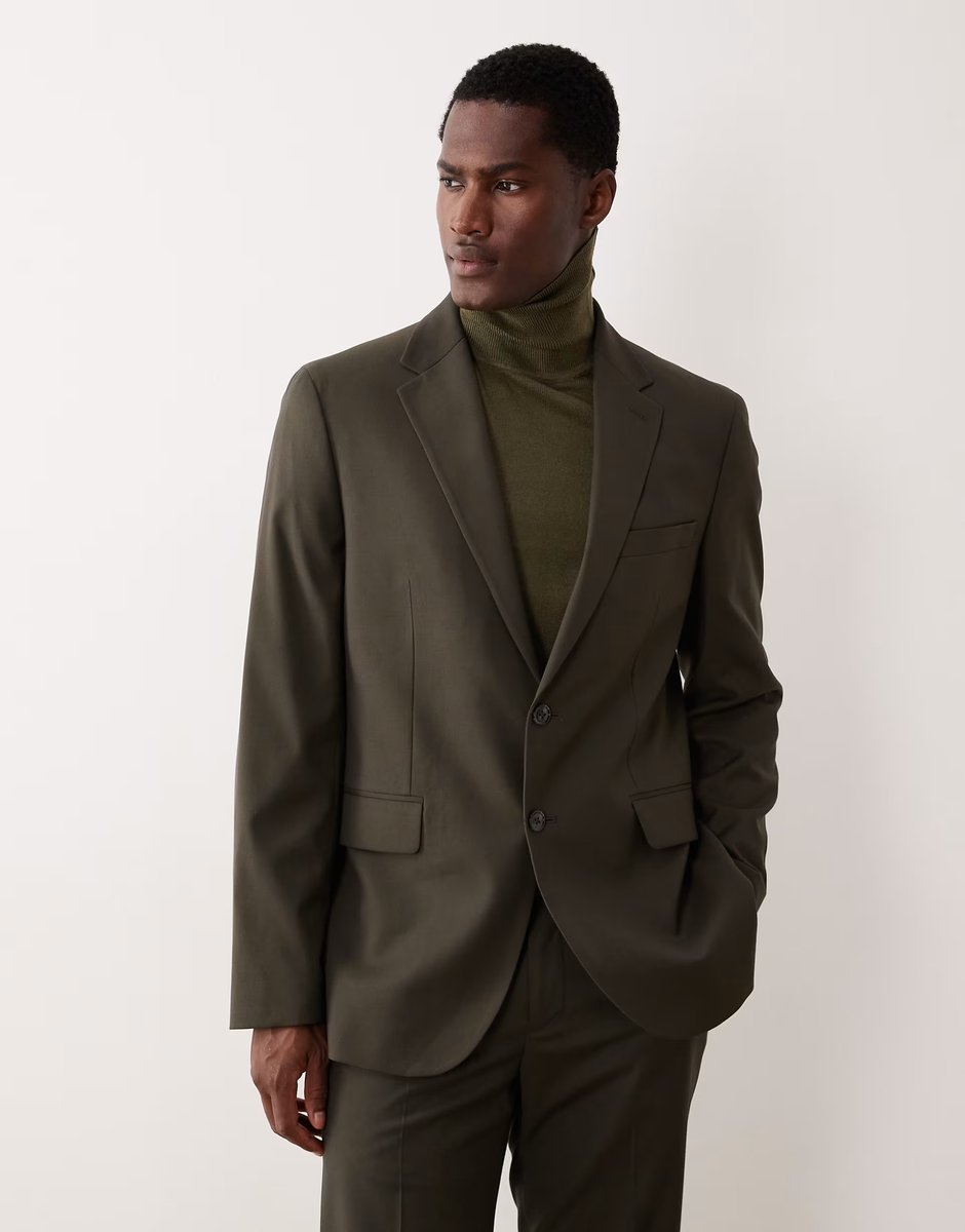 ASOS Mango tailored blazer and Mango slim fit tailored trouser co-ord in khaki - 3