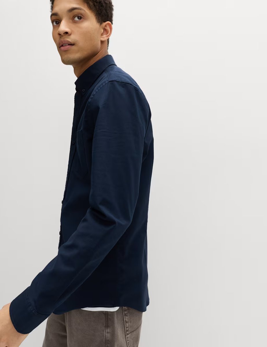 Marks & Spencer M&S Slim Fit Ultimate Cotton Rich Stretch Oxford Shirt Dark Navy - 2