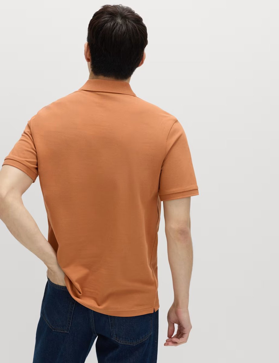 Marks & Spencer M&S Ultimate Regular Fit Pique Polo Shirt Burnt Orange - 3