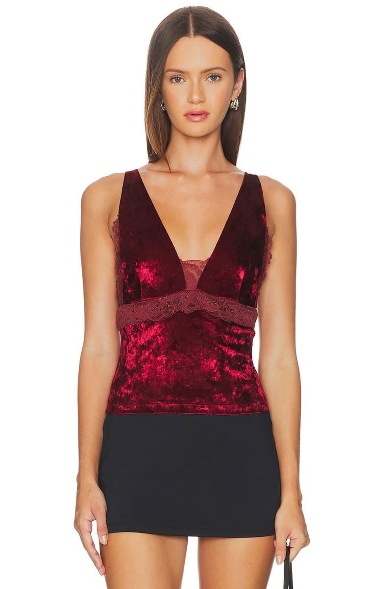 revolve Revolve Bed Of Roses Cami in Garnet Grotto