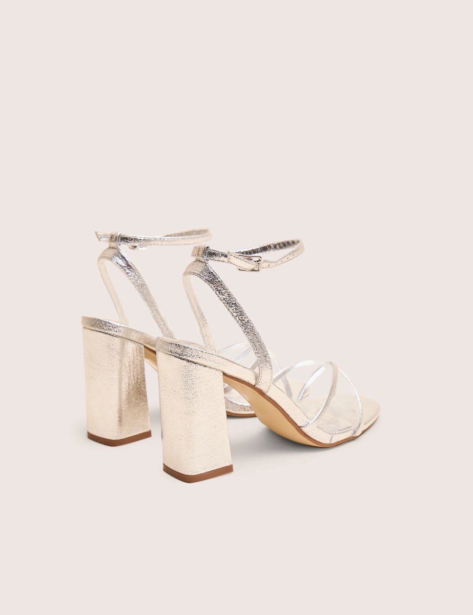 Public Desire Matilda Silver Pu Strappy Block High Heels - 3