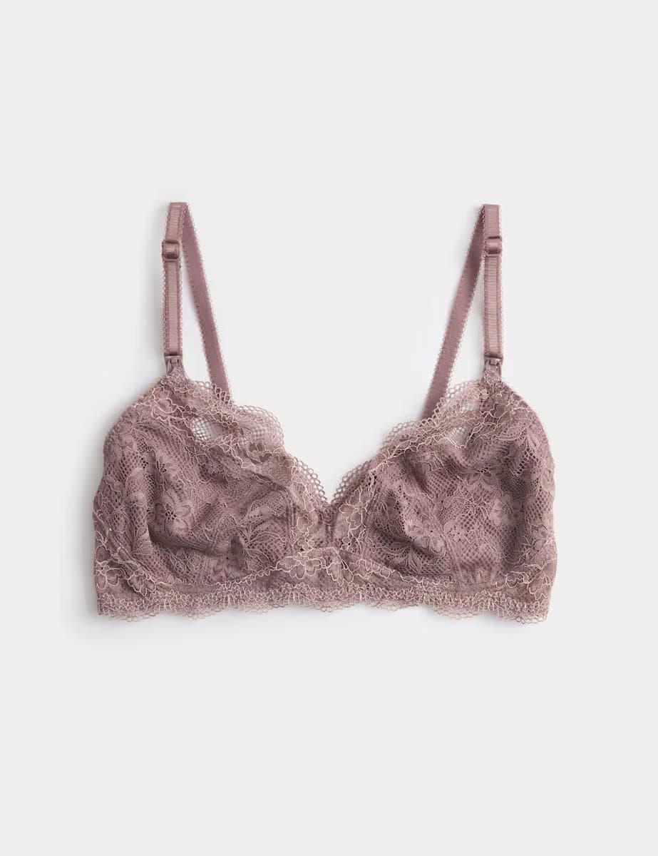 Marks & Spencer M&S Jasmine Lace Non-Wired Maternity Nursing Bra in Praline