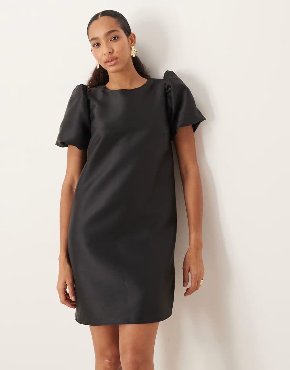 ASOS Vila volume sleeve mini  dress in black 