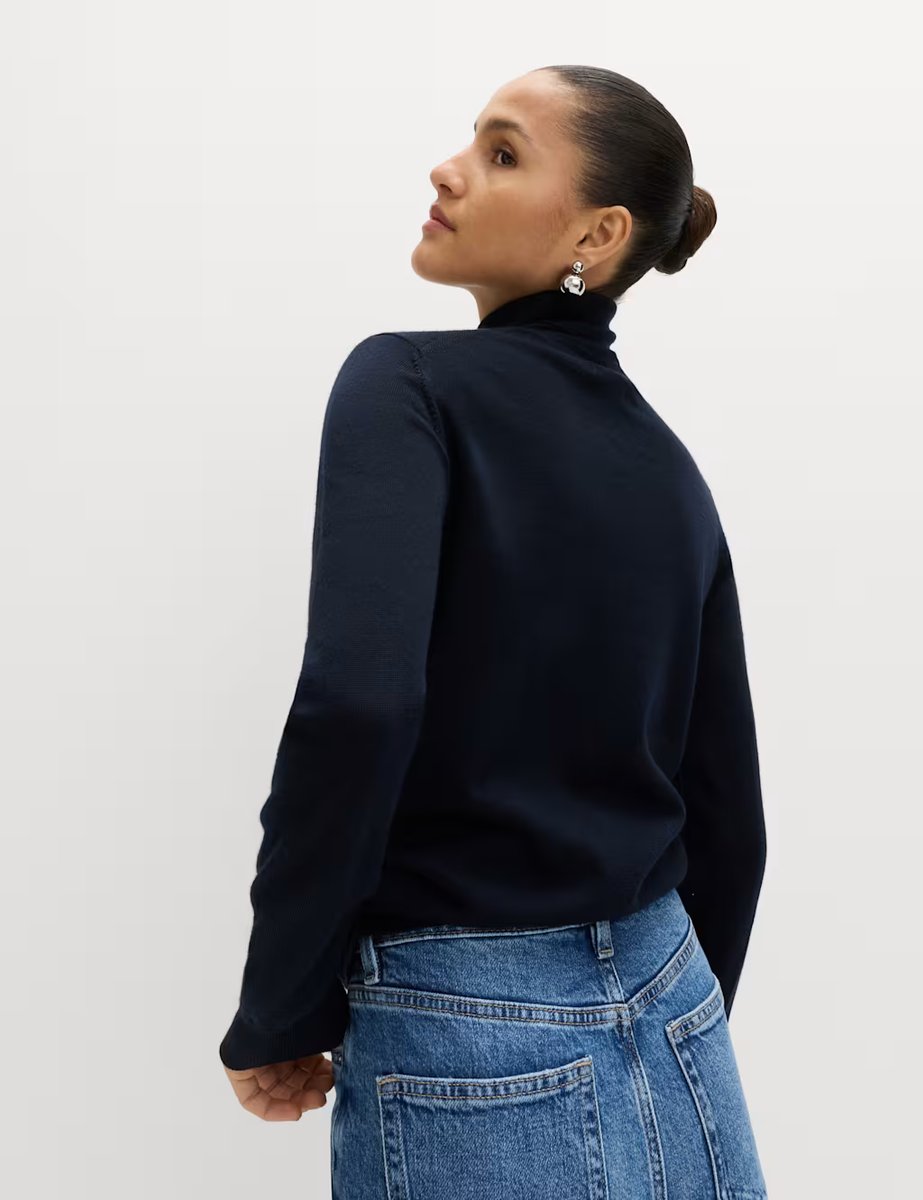 Marks & Spencer M&S Pure Merino Wool Roll Neck Jumper Midnight Navy - 3