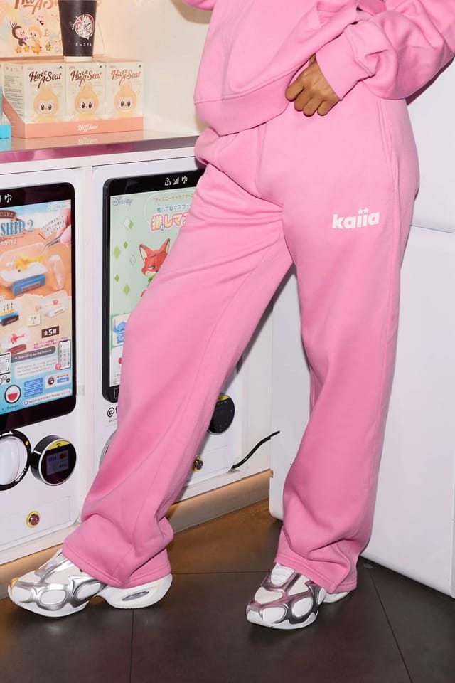 Kaiia Kaiia Star Logo Wide Leg Joggers Magenta Pink & Shell Pink - 3