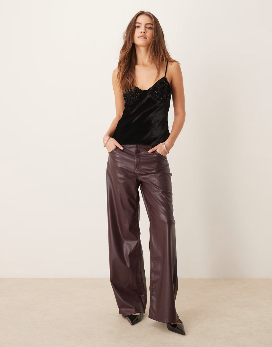 ASOS ASOS DESIGN velvet flower embellished bust cami top in black - 3