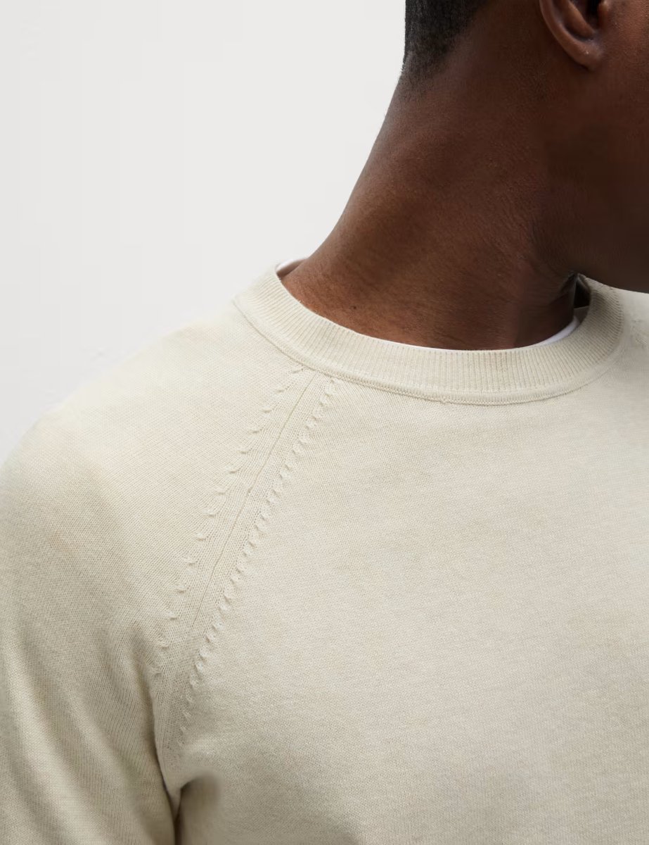 Marks & Spencer M&S Pure Cotton Crew Neck Jumper Navy - 2