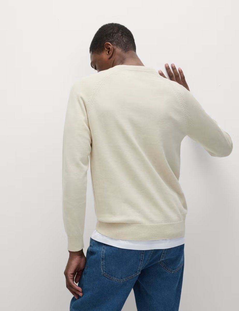 Marks & Spencer M&S Pure Cotton Crew Neck Jumper Navy - 3