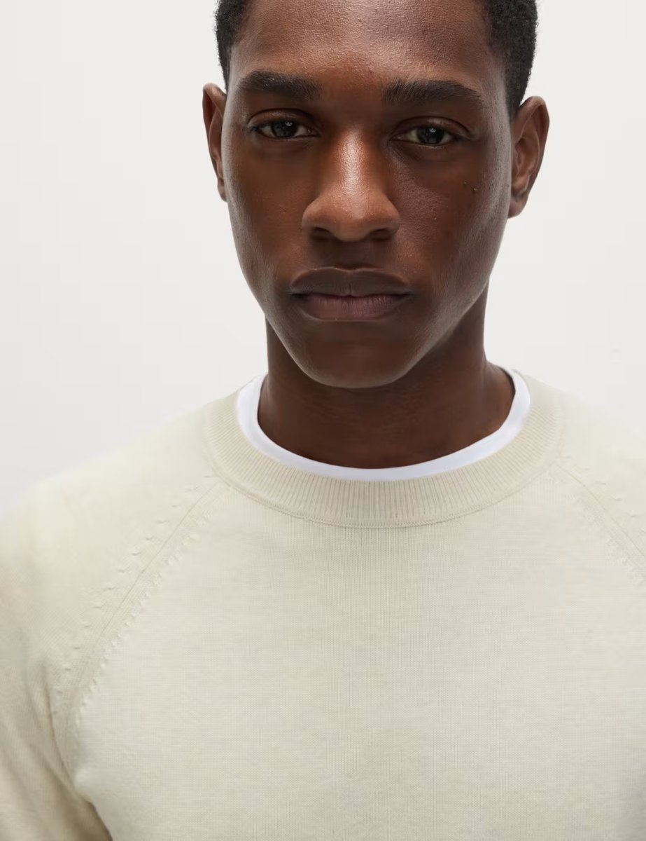 Marks & Spencer M&S Pure Cotton Crew Neck Jumper Navy - 4